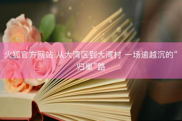火狐官方网站 从大湾区到大湾村 一场逾越沉的“归巢”路