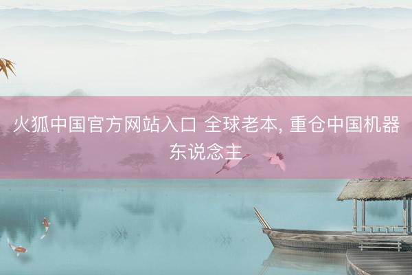 火狐中国官方网站入口 全球老本， 重仓中国机器东说念主