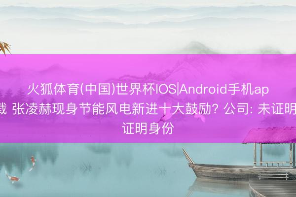火狐体育(中国)世界杯IOS|Android手机app下载 张凌赫现身节能风电新进十大鼓励? 公司: 未证明身份