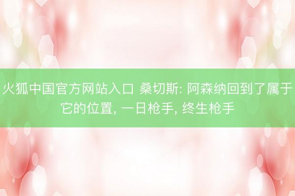 火狐中国官方网站入口 桑切斯: 阿森纳回到了属于它的位置， 一日枪手， 终生枪手