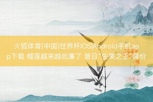 火狐体育(中国)世界杯IOS|Android手机app下载 榴莲越来越低廉了 昔日“生果之王”降价