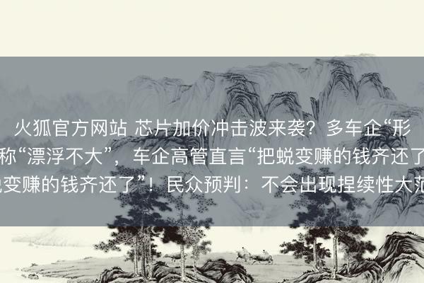 火狐官方网站 芯片加价冲击波来袭？多车企“形状”调价，但结尾销售称“漂浮不大”，车企高管直言“把蜕变赚的钱齐还了”！民众预判：不会出现捏续性大范围加价潮