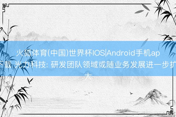 火狐体育(中国)世界杯IOS|Android手机app下载 光力科技: 研发团队领域或随业务发展进一步扩大