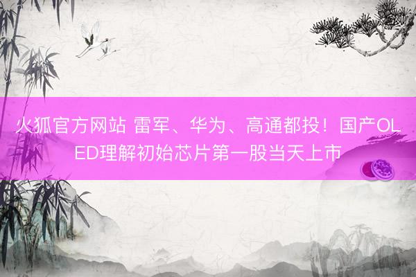 火狐官方网站 雷军、华为、高通都投！国产OLED理解初始芯片第一股当天上市