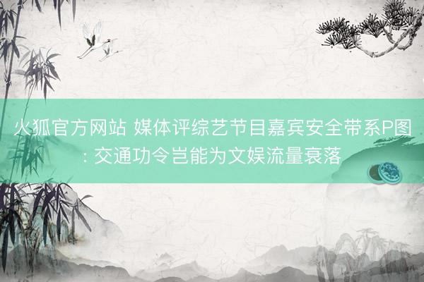 火狐官方网站 媒体评综艺节目嘉宾安全带系P图: 交通功令岂能为文娱流量衰落