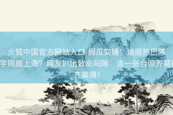 火狐中国官方网站入口 假瓜实锤!迪丽热巴陈飞宇同居上海?网友扒出致命间隙:连一张合照齐莫得!