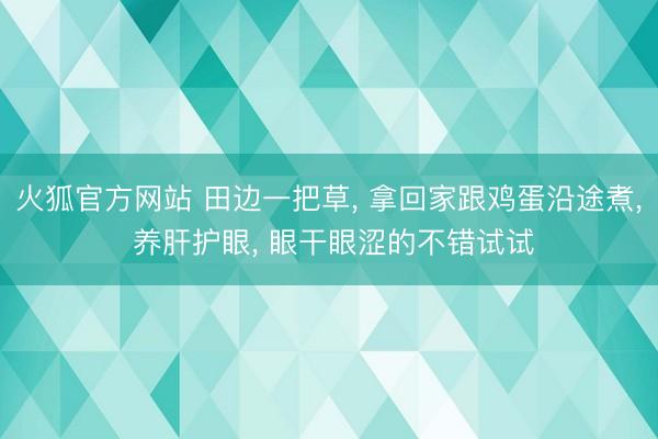 火狐官方网站 田边一把草, 拿回家跟鸡蛋沿途煮, 养肝护眼, 眼干眼涩的不错试试