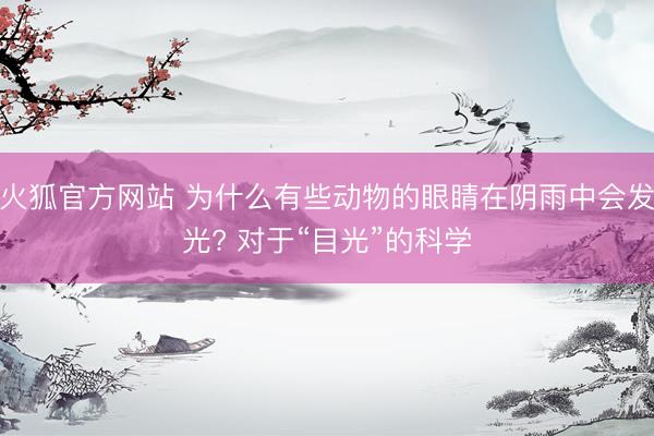 火狐官方网站 为什么有些动物的眼睛在阴雨中会发光? 对于“目光”的科学
