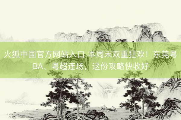 火狐中国官方网站入口 本周末双重狂欢!东莞粤BA、粤超连场,这份攻略快收好