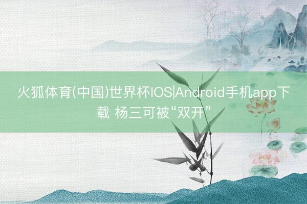 火狐体育(中国)世界杯IOS|Android手机app下载 杨三可被“双开”