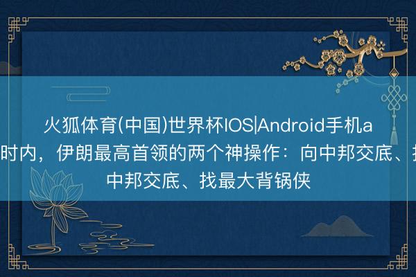 火狐体育(中国)世界杯IOS|Android手机app下载 48小时内,伊朗最高首领的两个神操作:向中邦交底、找最大背锅侠